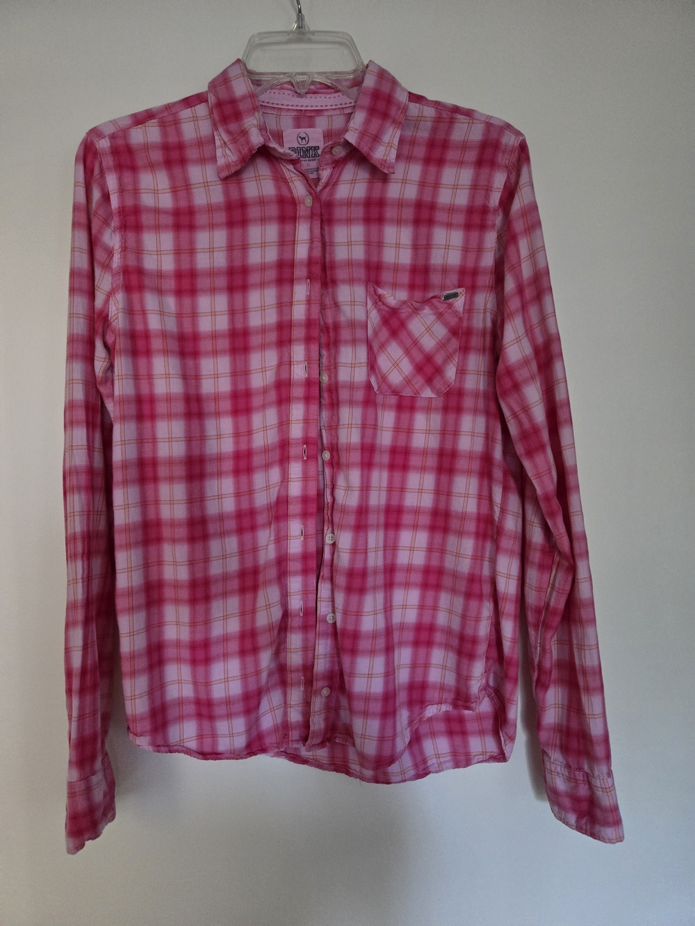 PINK Victoria's Secret Pink Plaid Button-Down Shirt